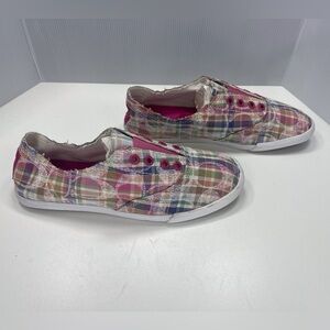 Coach Katie Plaid Sneakers Multicolor Slip On Shoes, Size 9